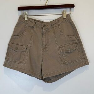 Vintage Copper Key Tan Womens Cargo Shorts 100% Cotton y2k